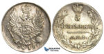 O92, Russia, Alexander I, 5 Kopeks 1815 СПБ-МФ, St. Petersburg, Silver, Cleaned Mint State
