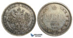 O98, Russia, Alexander II, Rouble 1878 СПБ-НФ, St. Petersburg, Silver, Lightly Cleaned High Grade!