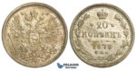 P42, Russia, Alexander II, 20 Kopeks 1879 СПБ-НФ, St. Petersburg, Silver, Top Grade (Minimal hairlines)