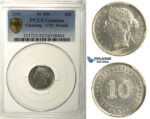 R164, Straits Settlements, Victoria, 10 Cents 1896, Silver, PCGS UNC Details