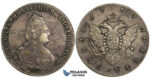 R21, Russia, Catherine II, Rouble 1787 СПБ-ЯА, St. Petersburg, Silver, Toned & Nice!