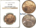 R218, Great Britain, Victoria, Penny 1891, NGC MS65RB