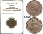 R317, Great Britain, William IV, Farthing 1835, NGC AU55BN