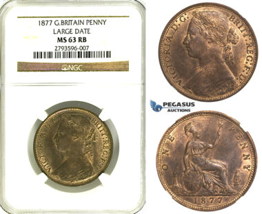 R349, Great Britain, Victoria, Penny 1877 (Large Date) NGC MS63RB