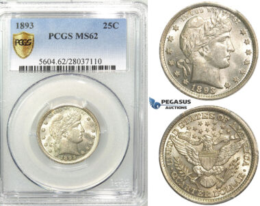 R531, United States, Barber Quarter (25C.) 1893, Silver, PCGS MS62