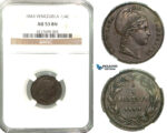 R591, Venezuela, 1/4 Centavo 1843-WW, NGC AU53