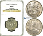 R90, British North Borneo, 5 Cents 1928-H, Heaton, NGC MS66 (Rare Grade)