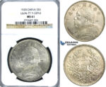 R93, China “Fat man” Yuan (Dollar) Year 9 (1920) Silver, NGC MS61