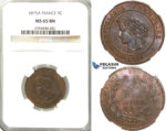 S84, France, Third Republic, 5 Centimes 1875-A, Paris, NGC MS65BN (Pop 1/1, Finest!)