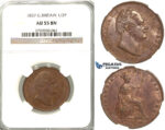 S98, Great Britain, William IV, 1/2 (Half) Penny 1837, NGC AU55BN
