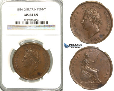 S99, Great Britain, George IV, Penny 1826, NGC MS64BN