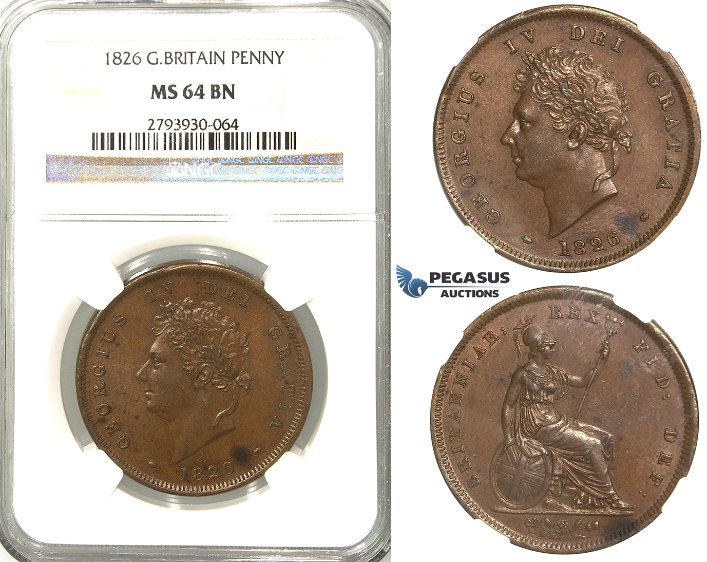 S99, Great Britain, George IV, Penny 1826, NGC MS64BN