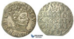 T005, Poland (for Riga) Stefan Bathory, 3 Groschen (Trojak) 1584, Riga, Silver (2.43g) High Grade!
