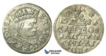 T105, Poland (for Riga) Stefan Bathory, 3 Groschen (Trojak) 1586, Riga, Silver (2.24g) High Grade!