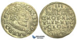 T12, Poland, Sigismund III, 3 Groschen (Trojak) 1590 I/D, Poznan (Posen) Silver (2.17g) Iger P.90.1d, Toned VF