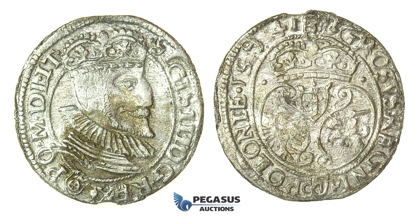 T138, Poland, Sigismund III, Groschen 1594 I/F, Olkusz, Silver (1.08g) Rare!