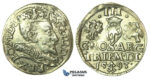 T206, Poland (for Lithuania) Sigismund III, 3 Groschen (Trojak) 1593, Vilnius, Silver (2.32g) High Grade!