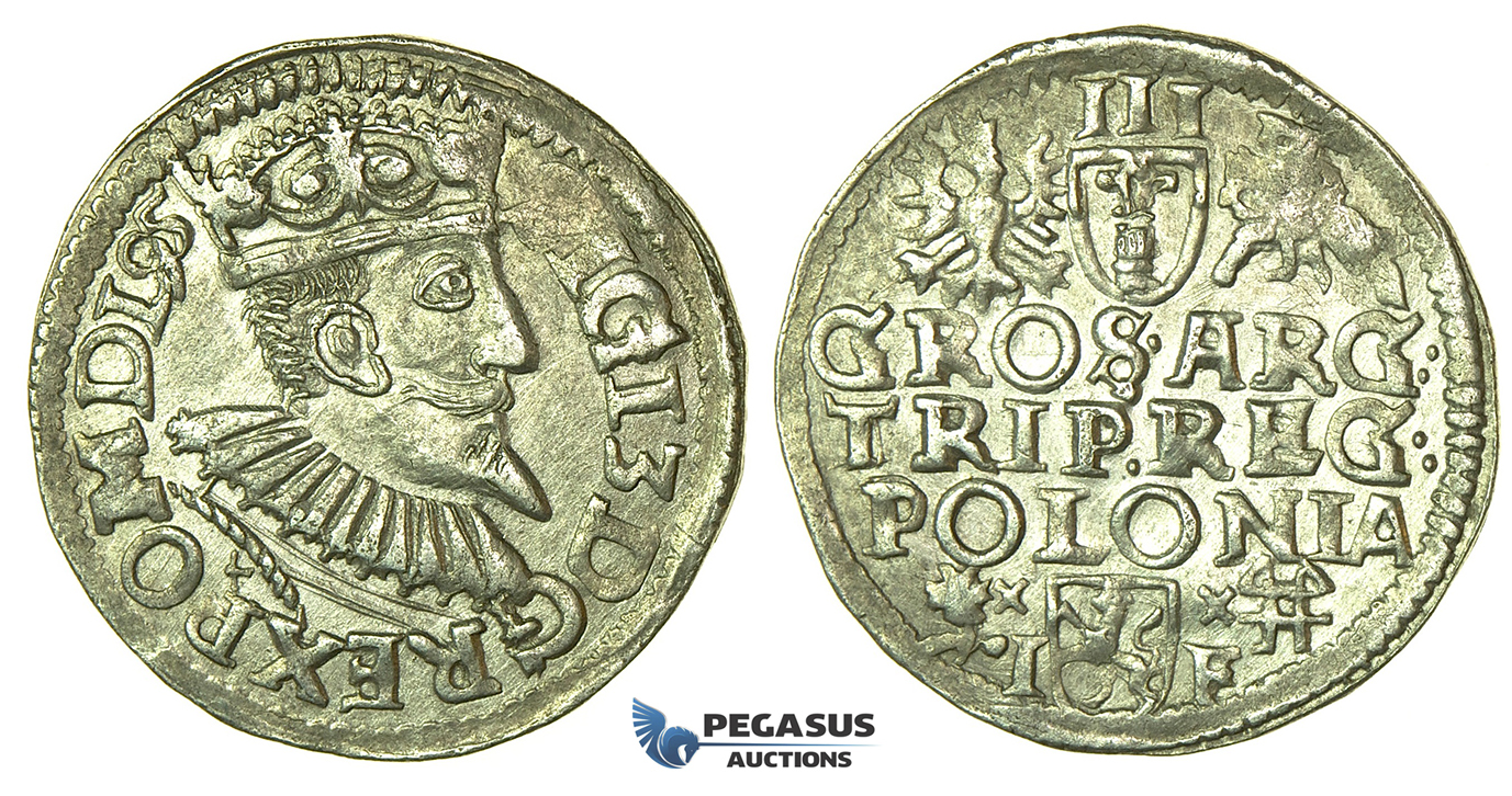 T209, Poland, Sigismund III, 3 Groschen (Trojak) 1595 I/F, Wschowa (Fraustadt) Silver (2.42g)
