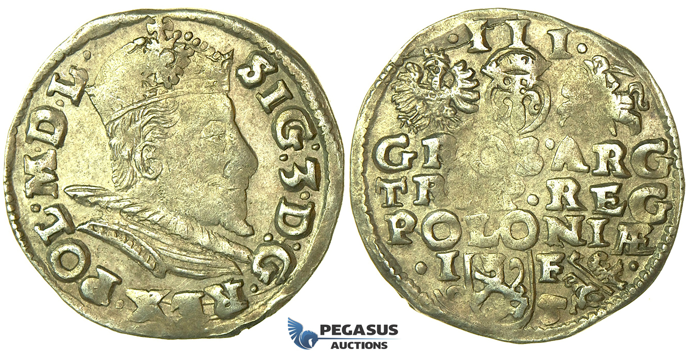 T210, Poland, Sigismund III, 3 Groschen (Trojak) 1595 I/F, Lublin, Silver (2.33g) Iger L.95.6a (R)