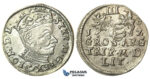 T79, Poland (for Lithuania) Stefan Bathory, 3 Groschen (Trojak) 1582, Vilnius, Silver (2.35g)