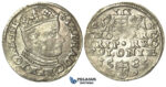 T87, Poland, Stefan Bathory, 3 Groschen (Trojak) 1585 G/H-I/D, Olkusz, Silver (2.39g)