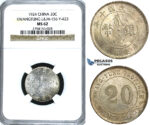 U27, China, Kwangtung, 20 Cents 1924, Silver, L&M 156, NGC MS62