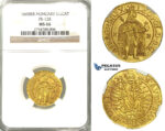 U99, Hungary, Leopold I, Ducat 1665 K-B, Kremnitz, Gold (3.52g) NGC MS66, (Pop 1/1, Finest known) Very rare so nice!