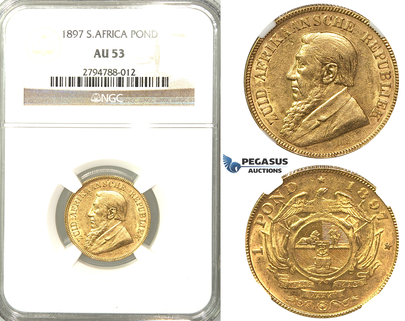 V01, South Africa (ZAR) Pond 1897, Gold, NGC AU53