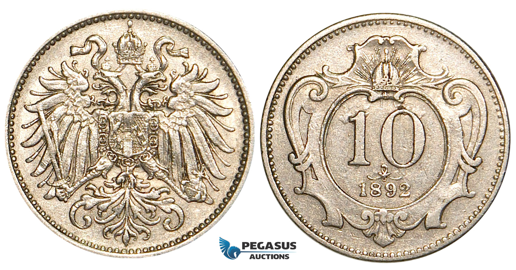 V09, Austria, Franz Joseph, 10 Heller 1892, Very Rare!