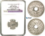 W19, France, Third Republic, Essai 5 Centimes 1914, Paris, Nickel (3.00g) Maz. 2212, NGC UNC, Extremely Rare!