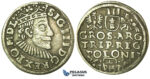 W203, Poland, Sigismund III, 3 Groschen (Trojak) 1590 I/D, Poznan (Posen) Silver (1.95g) Nice!