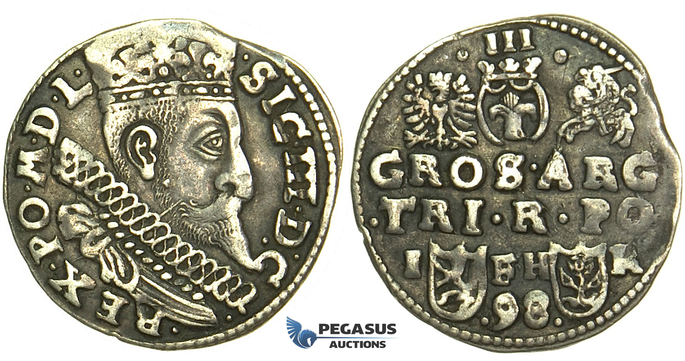 W226, Poland, Sigismund III, 3 Groschen 1598 I/F-H/R, Poznan (Posen) Silver (2.34g)
