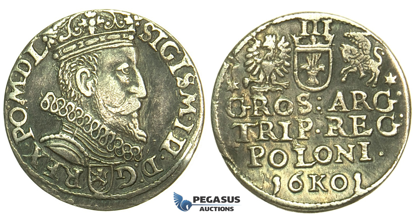 W227, Poland, Sigismund III, 3 Groschen (Trojak) 1601 K, Cracow, Silver (2.29g)