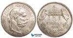 W47, Hungary, Franz Joseph, 5 Korona 1900-KB, Kremnitz, Silver, UNC (Cleaned)