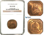 W65, Straits Settlements, George V, 1 Cent 1919, NGC MS65RB