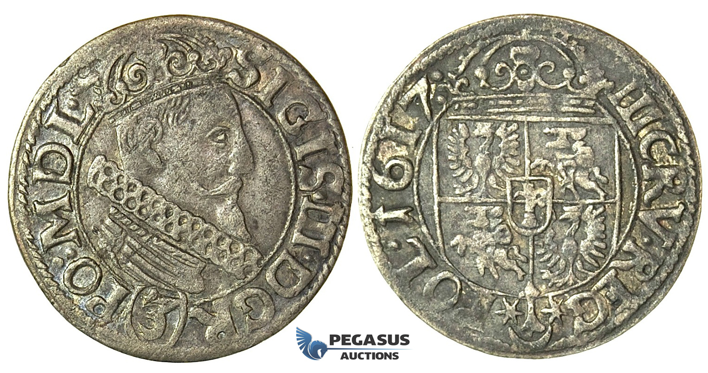 Y116, Poland, Sigismund III, 3 Kreuzer 1617, Cracow, Silver (1.55g)