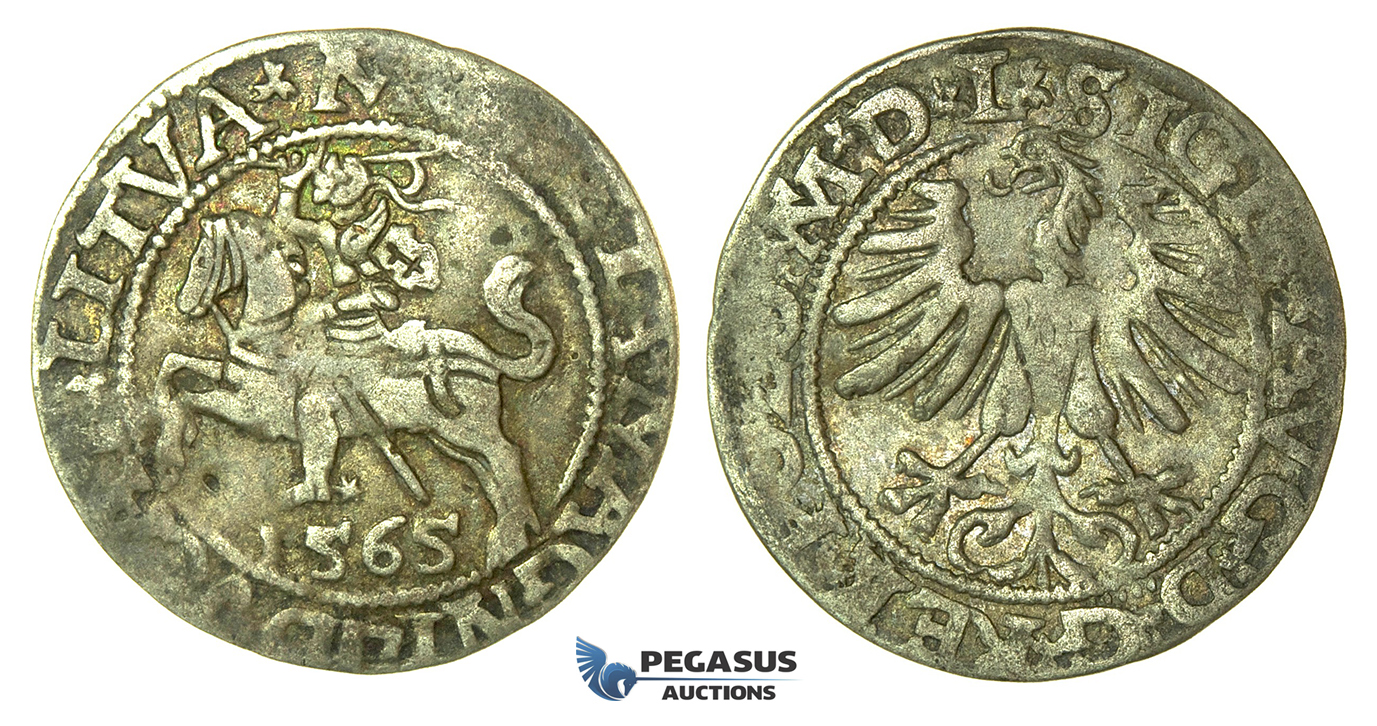 Y119, Poland (for Lithuania) Sigismund II Augustus, 1/2 Groschen 1565-SA, Vilnius, Silver (1.14g)