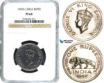 Y34, India (British) George VI, Rupee 1947 (L) Lahore, NGC PF63 (Pop 1/2, No finer!) Extremely rare grade!