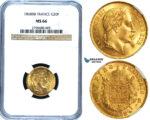 Y50, France, Napoleon III, 20 Francs 1868-BB, Strasbourg, Gold, NGC MS66 (Pop 1/1, Finest!)