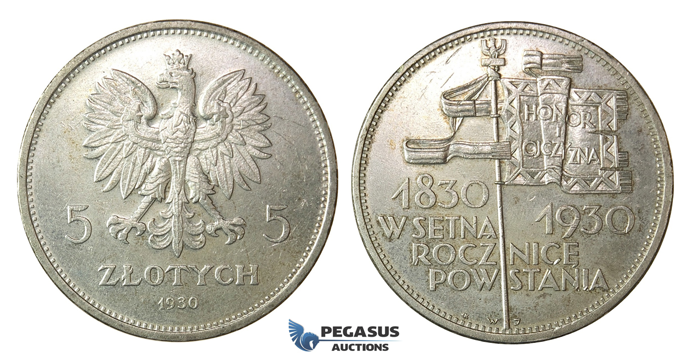 Z183, Poland, 2nd Republic, 5 Zlotych 1930, Silver, UNC Det.