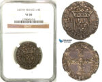 Z24, France, Henri IV, 1/4 Ecu 1607 "9" Rennes, Silver, NGC VF30 Dark toning!