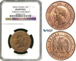 ZB07, France, Napoleon III, 10 Centimes 1856-K, Bordeaux, NGC AU Det.