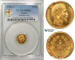 ZB08, France, Napoleon III, 5 Francs 1854-A, Paris, Gold, PCGS MS63 (Plain edge)