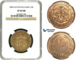 ZB83, Bulgaria, Ferdinand I, 10 Stotinki 1881-Heaton, NGC SP65RB, Pop 1/0, Finest! Rare!