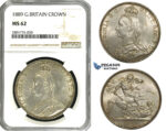 ZD55, Great Britain, Victoria, Crown 1889, Silver, NGC MS62