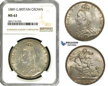 ZD55, Great Britain, Victoria, Crown 1889, Silver, NGC MS62