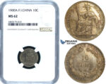 ZE46, French Indo-China, 10 Centimes 1900-A, Paris, Silver, NGC MS62