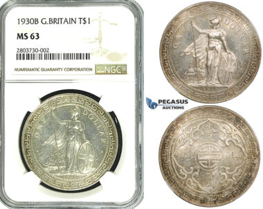 ZF68, Great Britain, Trade Dollar 1930-B, Bombay, Silver, NGC MS63 (Prooflike surfaces)