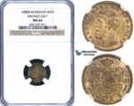ZI08, Romania, Carol I, 1 Ban 1888-B, Bucharest, Gilt Bronze, NGC MS64, Rare!