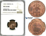 ZI53, Greece, Othon, 2 Lepta 1832, Munich, NGC MS64RB